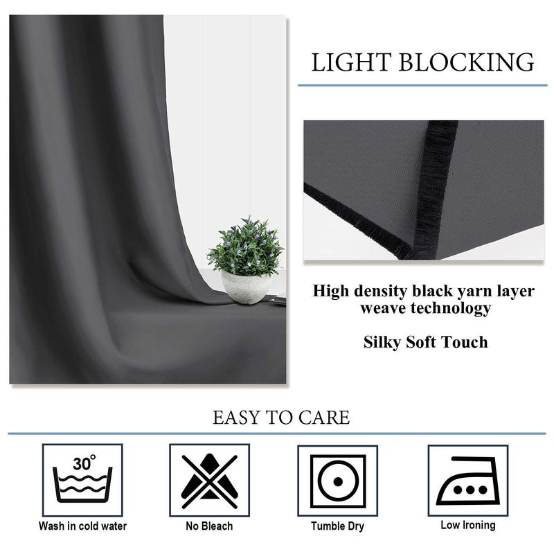 Diraysid Grey Blackout Curtains for Bedroom Grommet Thermal Insulated Room Darkening Curtains (42 x 84 Inch, 2 Panels) - Image 5